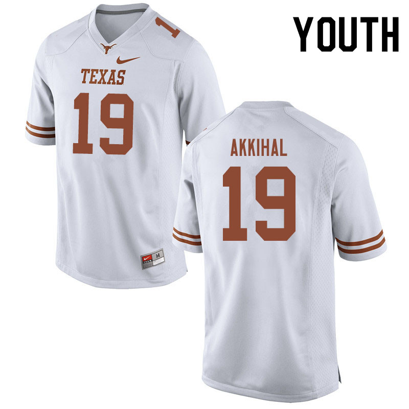 Youth #19 Kartik Akkihal Texas Longhorns College Football Jerseys Sale-White